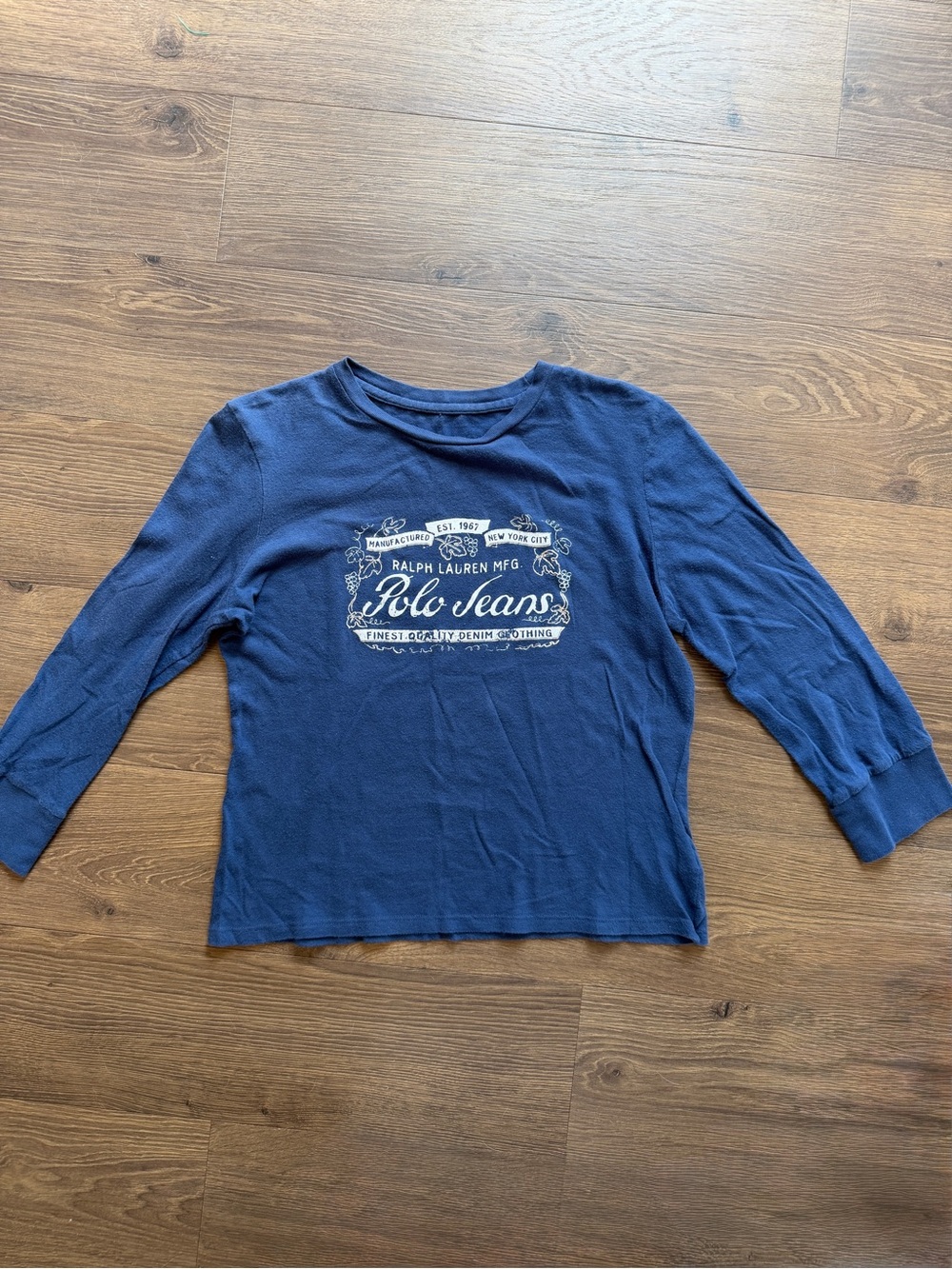 Vintage Polo Jeans Co Ralph Lauren Long Sleeve Tee L Navy Blue Y2K Est 1967